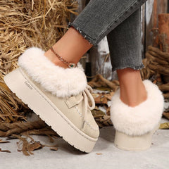 Bootara Women's FrostHaven Faux Fur Lined Winter Shoes – Suede Lace-Up Moccasin Style (US 5.5–10.5)