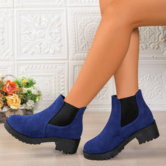 Bootara Women's London Fog Chelsea - Royal Blue Suede Platform Ankle Boots (US 4-10)