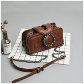 Bootara Women’s Vintage Rhinestone Chain Crossbody Bag - Mini Square Purse with Magnetic Closure