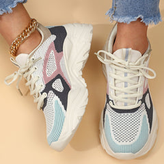 Bootara Women's Calyra Color-Block Knit Sneakers – Chunky Platform Walking Shoes with Pull Tab (US 4-11.5)