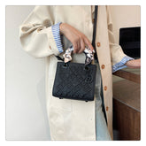 Bootara Women's Artisan-Embroidered Quilted Satchel - Heirloom-Quality Shoulder Bag w/ Detachable Silk Scarf & Convertible Strap, Textured Vegan Leather