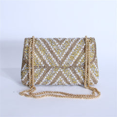 Bootara Women's Moonrise Pearl Clutch - Convertible Chain Evening Bag for Galas & Soirées