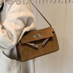 Bootara Women's Retro-Luxe Suede Mini Satchel - Convertible Underarm Crossbody Bag for Women | Vintage Brushed Texture in Caramel Ombre