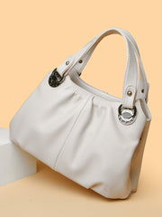 Bootara Women's Genuine Leather Crinkled Tote Bag – Minimalist 3-in-1 Purse (Handheld/Shoulder/Crossbody) for Work to Weekend