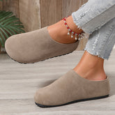 Bootara Women's Plus Size Suede Mules Casual Slip-On Closed-Toe Spring Loafers Anti-Slip Backless Slippers