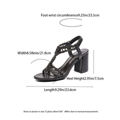 Bootara Women's Vesper Woven Bohemian Block Heel Sandals – Artisan Round-Toe Summer Heels (US 4–10.5)