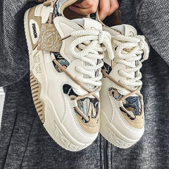 Bootara Women's Astelle Chunky Sneakers – Retro Panelled Platform Walking Shoes with Rope Laces (US 8–11)