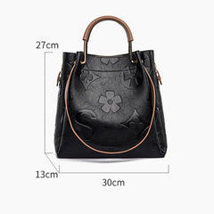 Bootara Women's Grain & Grace Bucket Bag - Vintage Embossed Carryall with Detachable Pouch for Women | Textured Leather Mother-Daughter Tote