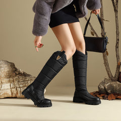 Bootara Women's Monroe Knee-High Boots – Waterproof Quilted Winter Boots with Plush Faux Fur Lining & Chunky Rocker Sole (US 4–11)