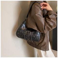 Bootara Women's Heartland Crescent — Vintage-Inspired Shoulder Saddle with Distressed Leather Accents & Adjustable Strap
