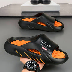 Bootara Unisex Atlas Logo Slides – Street Style Cushioned Anti-Slip Beach Sandals (US 5–12.5)