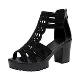 Bootara Women’s Alviera Peep-Toe Platform Block Heel Sandals – Soft Sole Roman Style Versatile Chic Sandals (US 4–9)