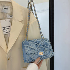 Bootara Women's Luxury Vintage Embossed Crossbody Bag – Argyle Quilted Denim Underarm Shoulder Bag for Women | Sophisticated Boho Chic