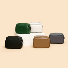 Bootara Women's Premium Minimalist Genuine Leather Solid-Color Square Bag – Versatile Multi-Functional Camera Bag