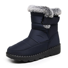 Bootara Women's Mira Waterproof Snow Boots – Plush Faux Fur Cuff with Easy Hook-and-Loop Strap & Lug Sole (US 5–11.5)