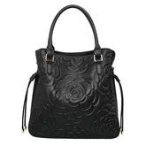 Bootara Women's Heritage Grain Tote - Full-Grain Leather Statement Carry with Hand-Pressed Motifs & Timeless Silhouette