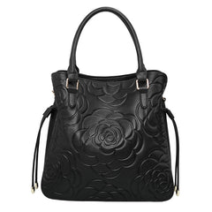 Bootara Women's Heritage Grain Tote - Full-Grain Leather Statement Carry with Hand-Pressed Motifs & Timeless Silhouette