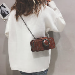 Bootara Women’s Vintage Rhinestone Chain Crossbody Bag - Mini Square Purse with Magnetic Closure