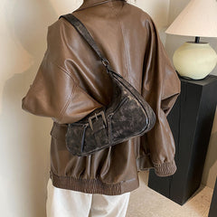 Bootara Women's Heartland Crescent — Vintage-Inspired Shoulder Saddle with Distressed Leather Accents & Adjustable Strap