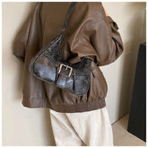 Bootara Women's Heartland Crescent — Vintage-Inspired Shoulder Saddle with Distressed Leather Accents & Adjustable Strap