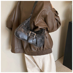 Bootara Women's Heartland Crescent — Vintage-Inspired Shoulder Saddle with Distressed Leather Accents & Adjustable Strap