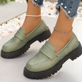 Bootara Women's Plus Size Premium Printed Platform Leather Loafers Casual Slip-On with Chunky Heel