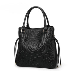 Bootara Women's Heritage Grain Tote - Full-Grain Leather Statement Carry with Hand-Pressed Motifs & Timeless Silhouette