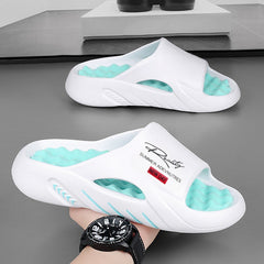 Bootara Unisex Atlas Logo Slides – Street Style Cushioned Anti-Slip Beach Sandals (US 5–12.5)