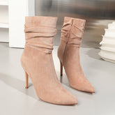 Bootara Women's Stiletto Heel Ankle Boots - Pointed Toe Suede Martin Boots (US 5-11)