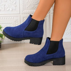 Bootara Women's London Fog Chelsea - Royal Blue Suede Platform Ankle Boots (US 4-10)