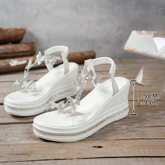 Bootara Women’s Stardust Vacation Wedge — Crystal-Embellished Platform Sandals with CloudFoam Comfort & Beach-to-Boardwalk