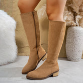 Bootara Women's Hollis Vintage Riding Boots β Knee-High Suede Boots with Side Zip & Block Heel (US 5β10.5)