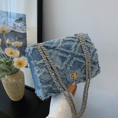 Bootara Women's Luxury Vintage Embossed Crossbody Bag – Argyle Quilted Denim Underarm Shoulder Bag for Women | Sophisticated Boho Chic