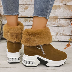 Bootara Women's Cozy-Chic Snow Boots - Plush Lined Faux Suede Platform Ankle Boots (US 4-10.5)