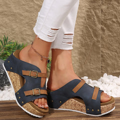 Bootara Women's Shore Platform Wedge Sandals – Buckle Strap Open Toe Beach Shoes (US 5–10.5)