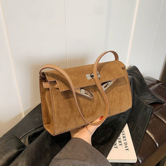 Bootara Women's Retro-Luxe Suede Mini Satchel - Convertible Underarm Crossbody Bag for Women | Vintage Brushed Texture in Caramel Ombre