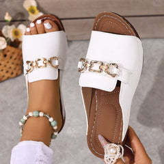 Bootara Women’s Plus-Size Platform Mule Slippers - Metal Buckle Accent & Low Wedge Heel | Open-Back House Shoes