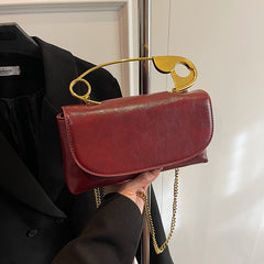 Bootara Women's Retro-Chic Square Crossbody Bag Convertible Shoulder Bag with Detachable Paperclip Handle & Monochrome Versatility