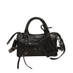 Bootara Women's Vintage Edge Satchel – Artisan Studded Motorcycle Bag with Convertible Crossbody Strap