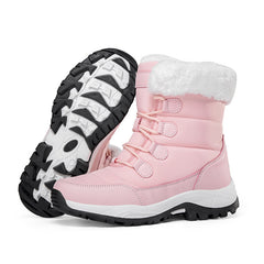 Bootara Women's Thermal Winter Hiking Boots - High-Cut Fleece Lined Snow Boots (Pink, White & Black - US 5-10)
