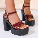Bootara Women’s Linea Platform Heeled Sandals – Ankle Strap Chunky High Heels (US 5–10.5)