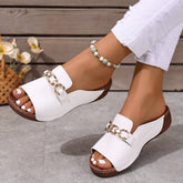 Bootara Women’s Plus-Size Platform Mule Slippers - Metal Buckle Accent & Low Wedge Heel | Open-Back House Shoes