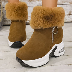 Bootara Women's Cozy-Chic Snow Boots - Plush Lined Faux Suede Platform Ankle Boots (US 4-10.5)