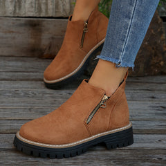Bootara Women's Metro Chelsea Boots - Side-Zip Suede Ankle Boots with Chunky Heel (US 5-10.5)