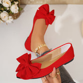 Bootara Women’s Bella Bow Slip-On Flat Loafers – Pointed-Toe Casual Soft-Soled Shoes (US5–10.5)