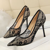 Bootara Women’s Valeria Lace Mesh Stiletto Pumps – Pointed-Toe Hollow Elegant Heels (US 3.5–10.5)