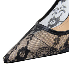 Bootara Women’s Valeria Lace Mesh Stiletto Pumps – Pointed-Toe Hollow Elegant Heels (US 3.5–10.5)