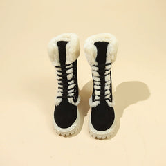 Bootara Winter New Women's Velvet Mid-Tube Cotton Boots with Thickened Lining and Height-Enhancing Design