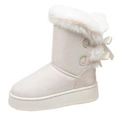 Bootara Women’s CozyBow Short Snow Boots – Fleece-Lined Warmth & Anti-Slip Platform (US 5–10)