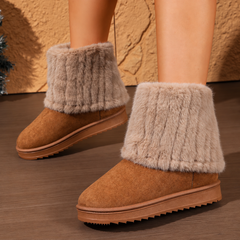 Bootara Tundelle Brown faux fur cuff platform boots, lifestyle view 3